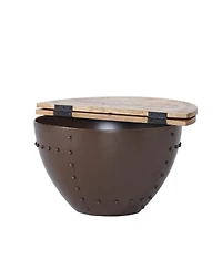 Streamdale Furniture Modern Industrial Hinged Wood Top Coffee Table