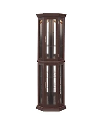 Streamdale Furniture Streamdale Lighted Corner Glass Curio Cabinet Cherry Finish