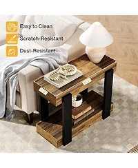 Tribesigns Narrow Wood End Table, 2-Tier Farmhouse Side Table for Living Room