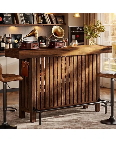 Tribesigns 63-Inch Large Home Bar Unit, Modern 2-Tier Table with Footrest, Corner Mini Coffee Cabinet for Kitchen Pub, Dining Room, Livin