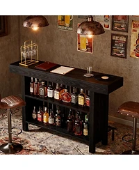 Tribesigns 63-Inch Large Home Bar Unit, Modern 2-Tier Table with Footrest, Corner Mini Coffee Cabinet for Kitchen Pub, Dining Room, Livin