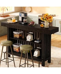 Tribesigns 63-Inch Large Home Bar Unit, Modern 2-Tier Table with Footrest, Corner Mini Coffee Cabinet for Kitchen Pub, Dining Room, Livin