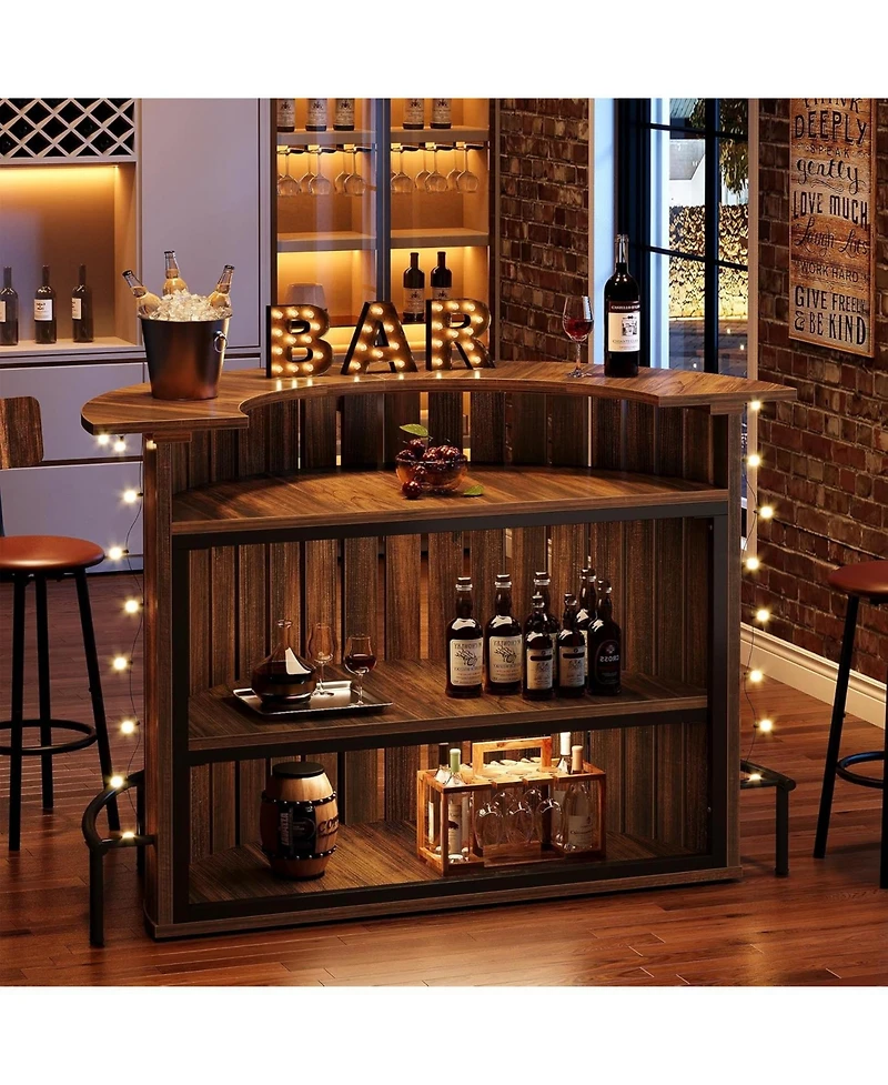 Tribesigns 4-Tier Bar Table, 39.4" H Home Bar Unit with Footrest, Arc-Shaped Mini Bar Table, Modern Wine Bar Cabinet
