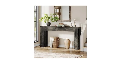 Tribesigns 59-Inch Long Wooden Console Sofa Table Behind The Couch with Vertical Slat Legs for Entrance