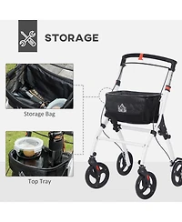 Homcom Upright Walker, Walking Aid Rolling Walker with Tray