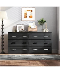Lovmor Modern Wood Side Cabinet with 6 Drawers