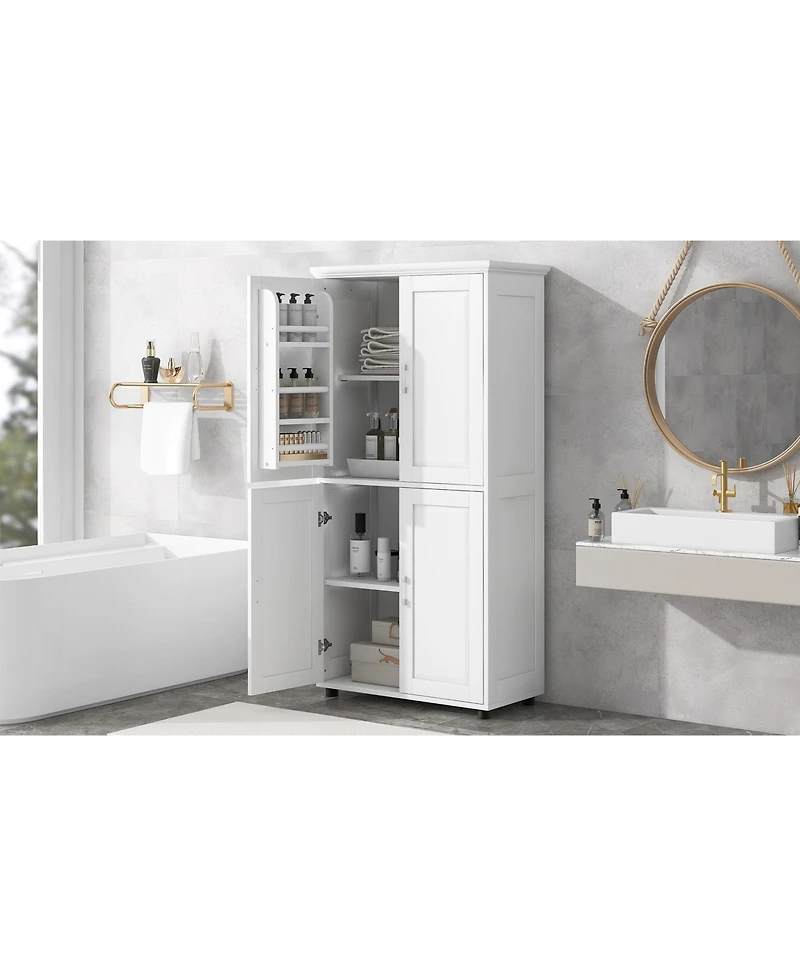 Lovmor High-Quality Mdf Bathroom Cabinet with Adjustable Shelves