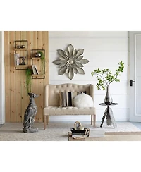 Streamdale Furniture 12x6x27" Iron and Wood Wall Shelf With Two Shelves