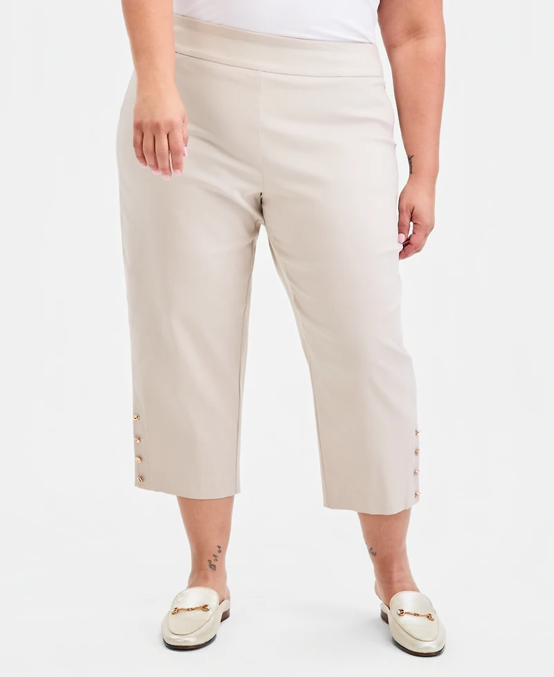 Jm Collection Plus Side-Button Capri Pants, Macy's Exclusive