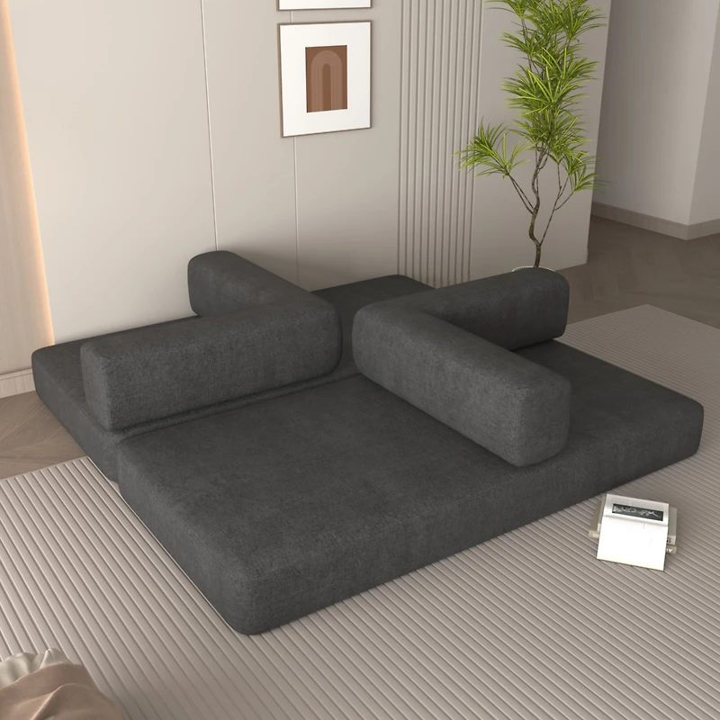 Streamdale Furniture Streamdale Corduroy Convertible Sleeper Sofa Bed with Pillow (Grey