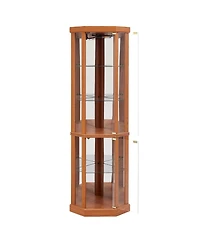Streamdale Furniture Corner Lighted Curio Cabinet - Dark Oak