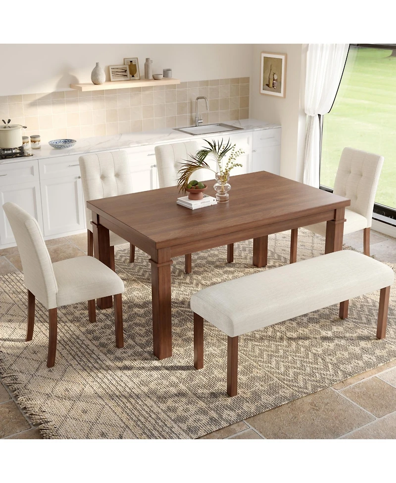 Streamdale Modern 6-Piece Dining Set: Table, 4 Chairs & Bench