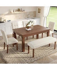 Streamdale Modern 6-Piece Dining Set: Table, 4 Chairs & Bench