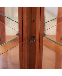 Streamdale Lighted Corner Curio Cabinet - Adjustable Shelves - Oak