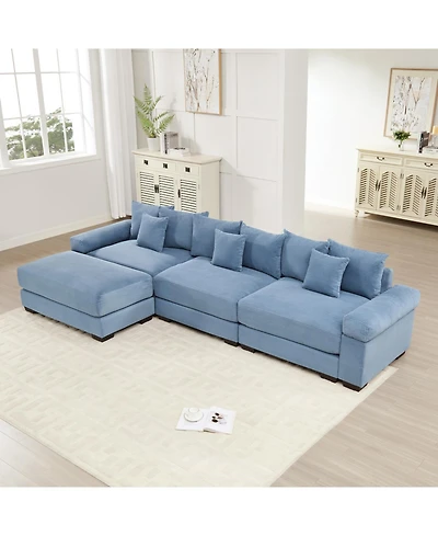 Streamdale Furniture 130" Oversized Cloud Modular L-Shape Sectional Couch, Soft Corduroy