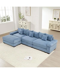 Streamdale Furniture 130" Oversized Cloud Modular L-Shape Sectional Couch, Soft Corduroy