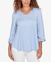 Ruby Rd. Petite Polka Dot Puff Print Knit Top