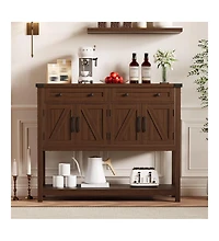 Console Table Buffet Sideboard Sofa Table,with Storage Drawers Cabinets and Bottom Shelf, Farmhouse for Kitchen, Foyer, Brown