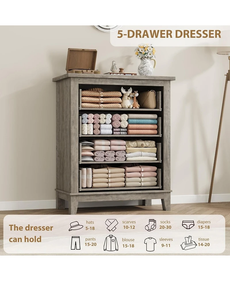 gaomon 4 Dresser for Bedroom, 34.8 in Tall Vertical Drawer Dresser