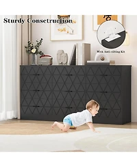 gaomon 9 Drawer Dresser, 63 in Black Dresser for Bedroom with Power Outlet