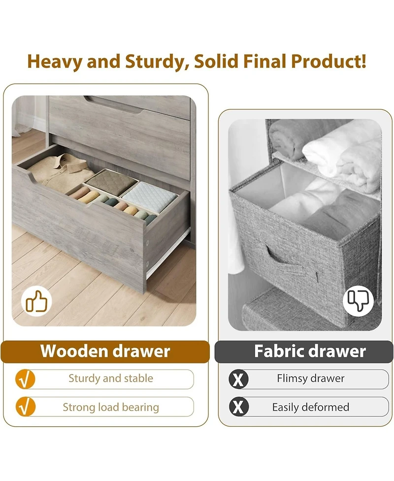 gaomon 5 Drawer Tall Dresser for Bedroom, 50" Vertical Storage Chest Organizer Living Room, Entryway, Ash Grey