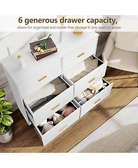 Gaomon 6-Drawer Dresser – Modern Wooden Chest with Metal Handles, Perfect Organizer for Bedroom, Closet, or Living Room.
