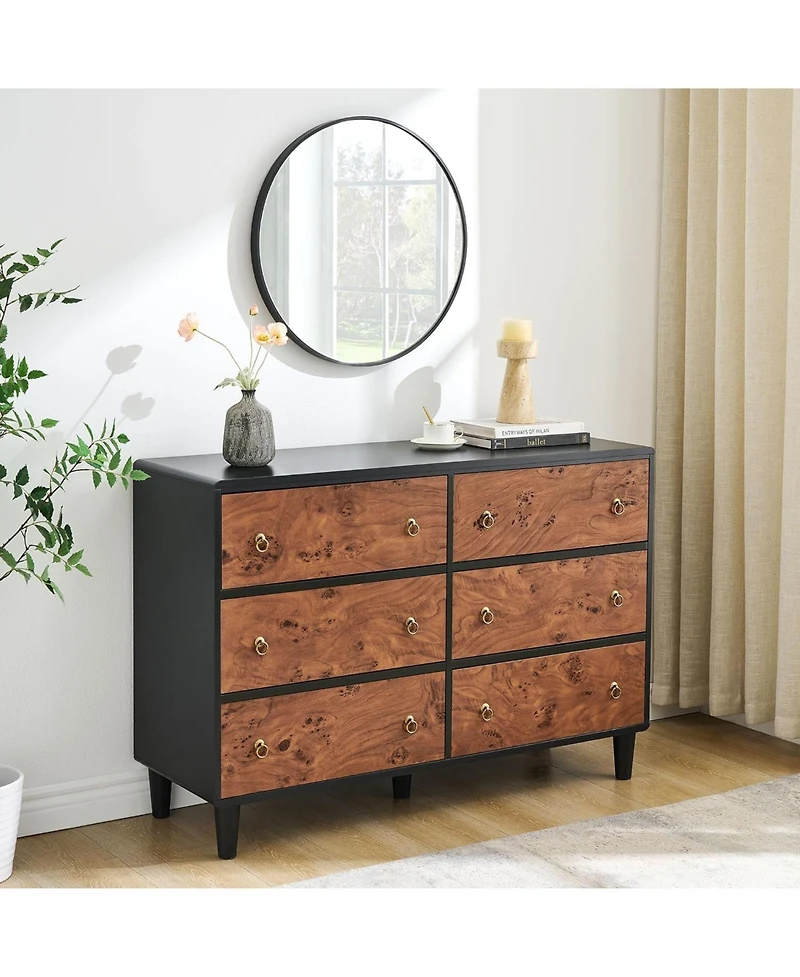 gaomon 6 Drawers Dresser for Bedroom, Fabric Storage Tower Living Room, Entryway, Easy Pull Bins, Chests Organizer