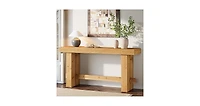 Tribesigns Wood Console Table, 63" Long Entryway Table with Stable Leg, Farmhouse Couch Station Behind Sofa with Storage