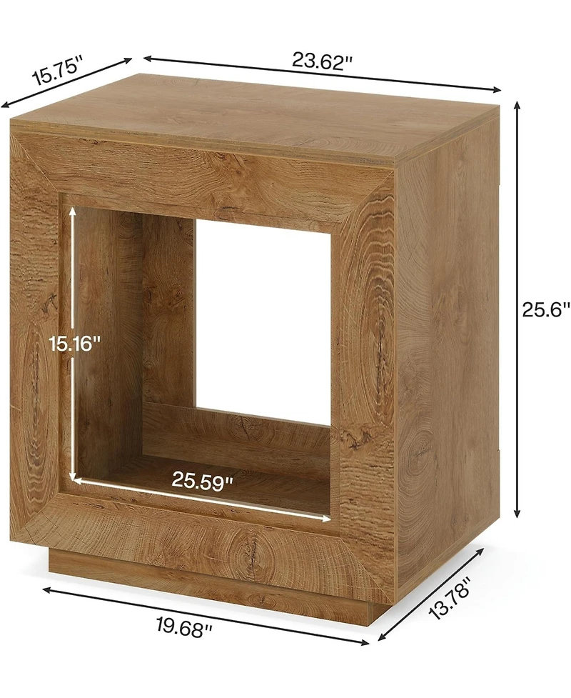 Tribesigns Rustic Wood End Table, 2 Tiered Square Side Table with Storage Shelf, Industrial Sofa Side Table for Living Room, Entrance