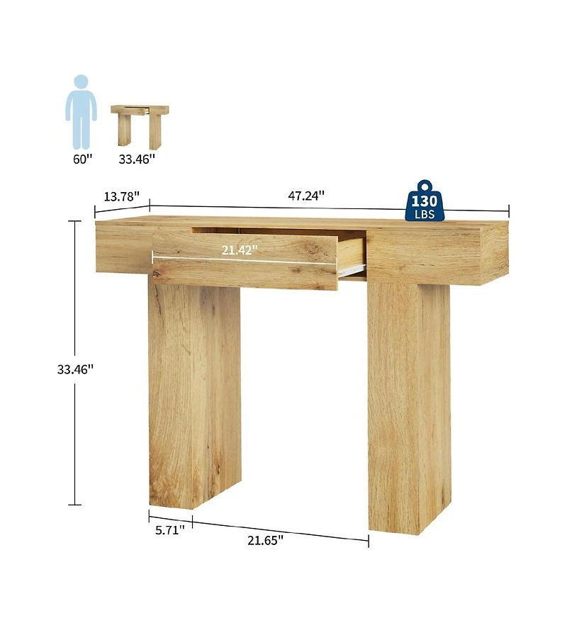 Gaomon 47" Console Table with Drawer – Wooden Industrial Farmhouse Sofa Table for Entryway, Hallway, or Behind Couch