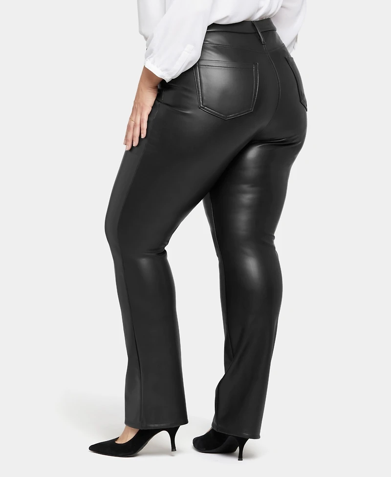 Nydj Plus Faux Leather Marilyn Straight Pants