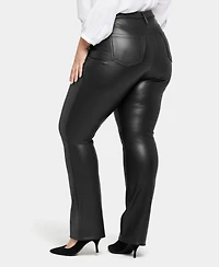 Nydj Plus Faux Leather Marilyn Straight Pants