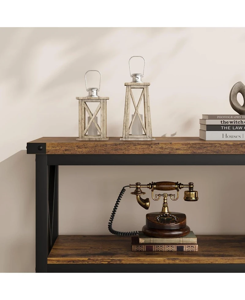 gaomon 47" Long Console Table, 3-Tier Entryway Table with Storage Shelves, Rectangular Sofa Table for Entryway,"dustrial Entry Table for Ent