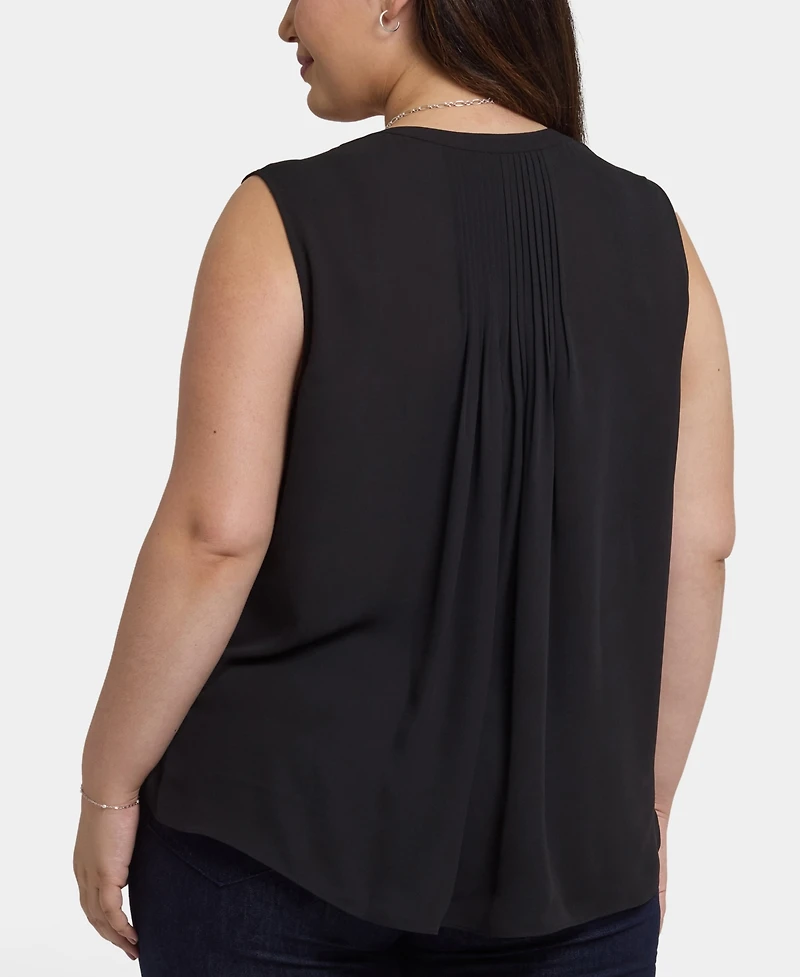 Nydj Plus Sleeveless Pintuck Blouse