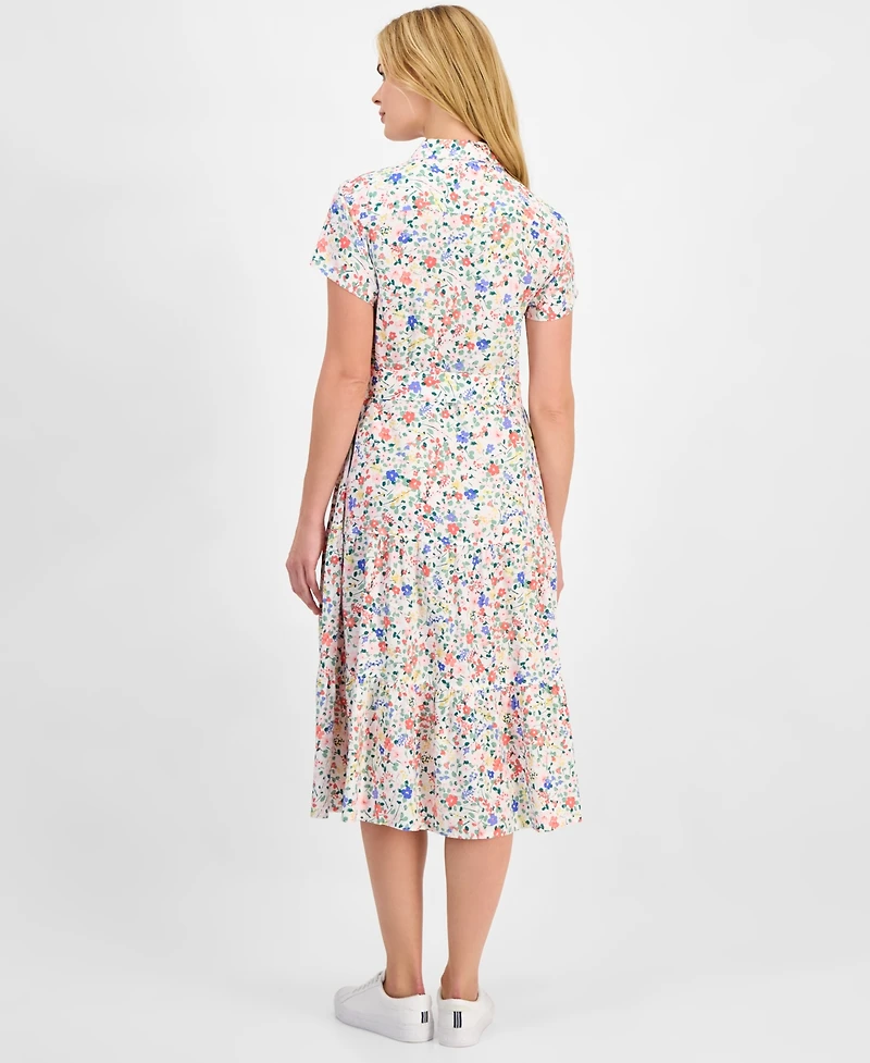 Nautica Women's Belagio Floral Belted Shirt Dress