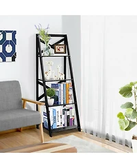 Costway 4-Tier Ladder Shelf Bookshelf Bookcase Storage Display Leaning Home Office Decor