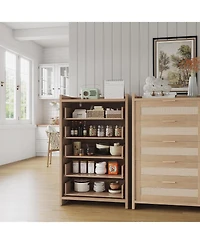 gaomon Rattan 5 Drawers Dresser for Bedroom Chest of Boho Night Stand Large Clothes Storage Cabinet