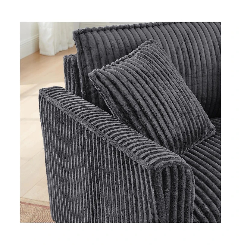 Cesicia Corduroy Lazy Sofa with Backrest & Armrests for Living Room Bedroom