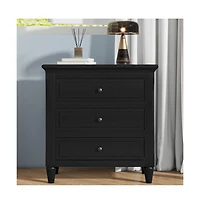 Cesicia Nightstand with 3 Drawers Modern Bedside Table Smooth Gliding Rails & Metal Handle