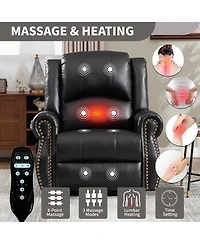 Boyel Living Faux Leather Recliner Chair Rocker Swivel Chair Manual Recliner with Heat & Massage
