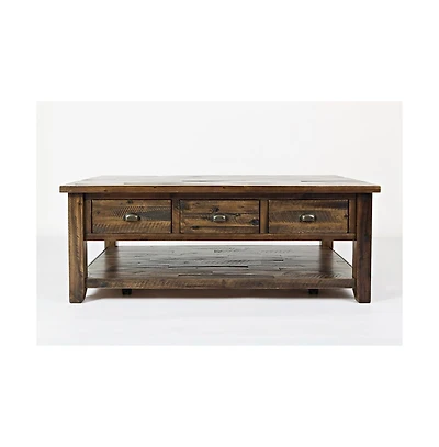 Jofran Artisan's Craft Rustic Farmhouse Distressed Solid Wood Coffee Table