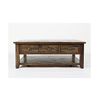 Jofran Artisan's Craft Rustic Farmhouse Distressed Solid Wood Coffee Table