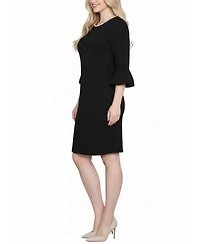 Ny Collection Women's 3/4 Length Cultivated Pearl Detail Dress