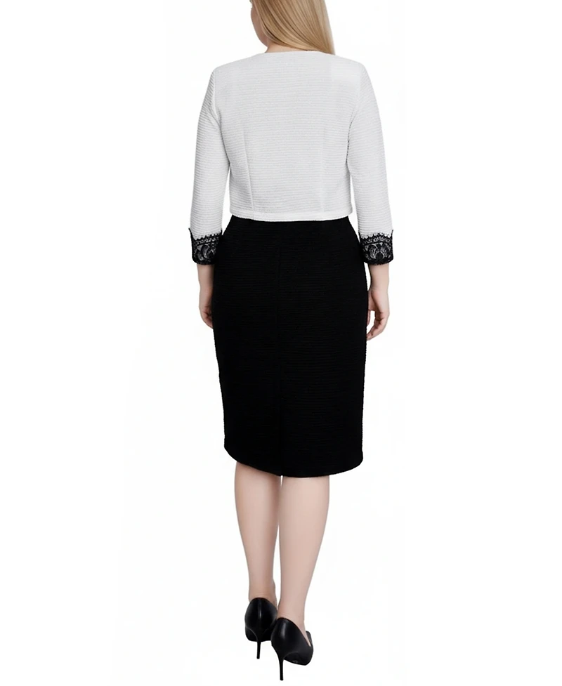 Ny Collection Women's Lace-Detail 2 Piece Textured Knit Dress Set