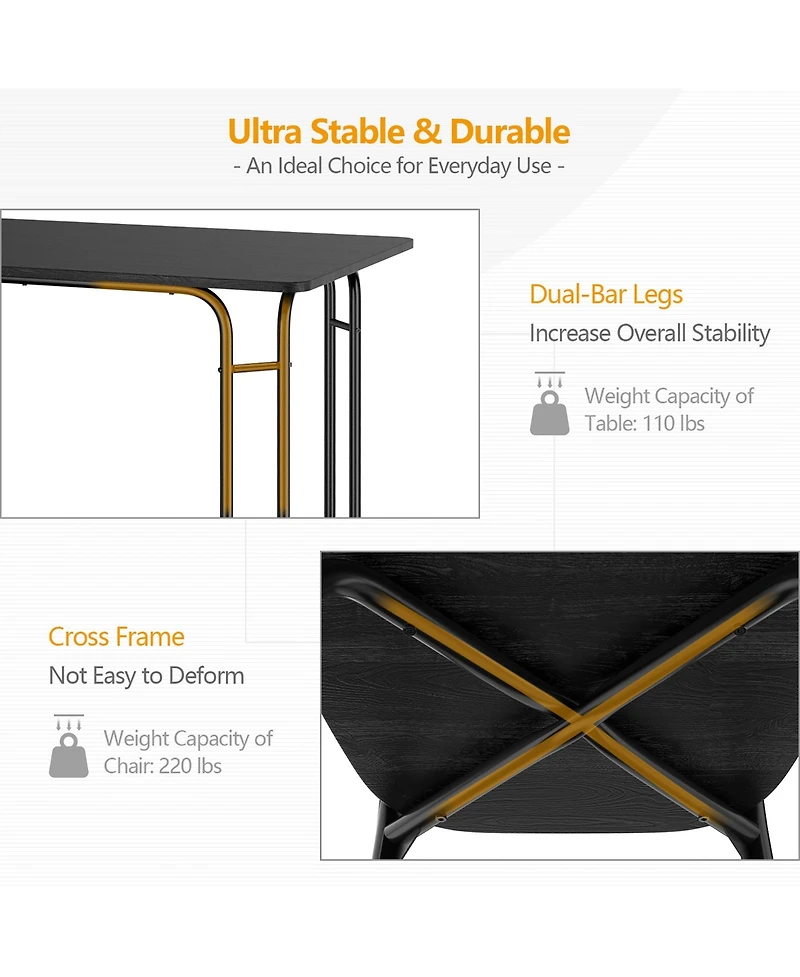 Costway 5 Pcs Modern Dining Table Set 4 Chairs Steel Frame Home Kitchen Furniture