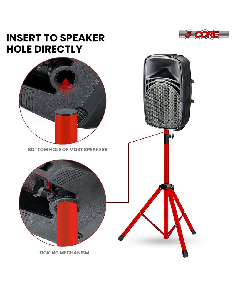 5 Core Speaker Stand 36" Adjustable Pa Dj Tripod Heavy Duty
