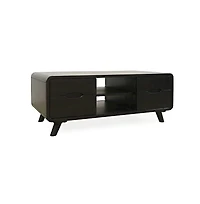 Jofran Marlowe Mid-Century Modern 48" Curved Coffee Table with Storage Drawers
