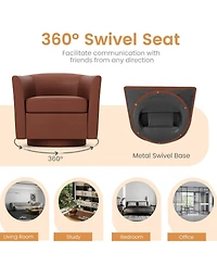 Swivel Barrel Chair with Ottoman Footrest Curved Backrest & Armrests Living Room