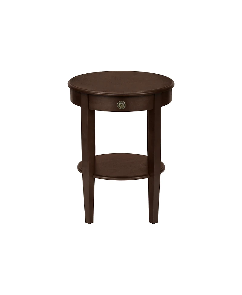 Lovmor Accent Table, 2 Tier, End, Side Table, Round, Nightstand, Bedroom, Lamp, Brown Veneer, Transitional