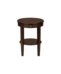 Lovmor Accent Table, 2 Tier, End, Side Table, Round, Nightstand, Bedroom, Lamp, Brown Veneer, Transitional